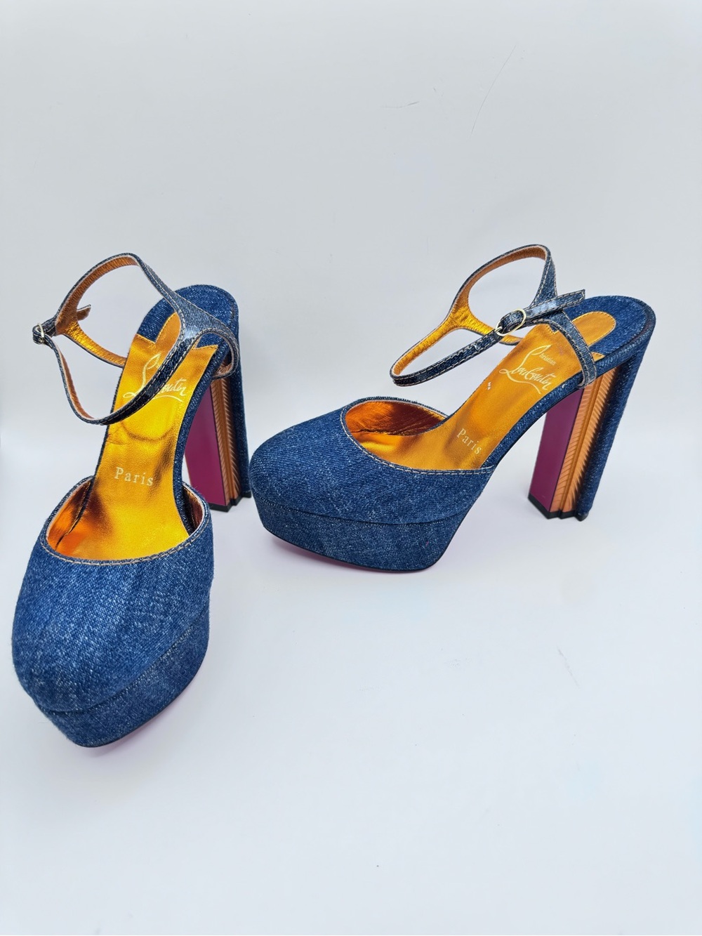 Christian Louboutin Coluna 130 Denim Platform Pumps EU 36.5 limited edition